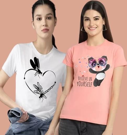 Lecowar Women Polyester Printed Regular Fit Round Neck T-Shirt ( Multicolor 5 ) Lecowar Women Polyester Printed Regular Fit Round Neck T-Shirt ( Multicolor 5 )