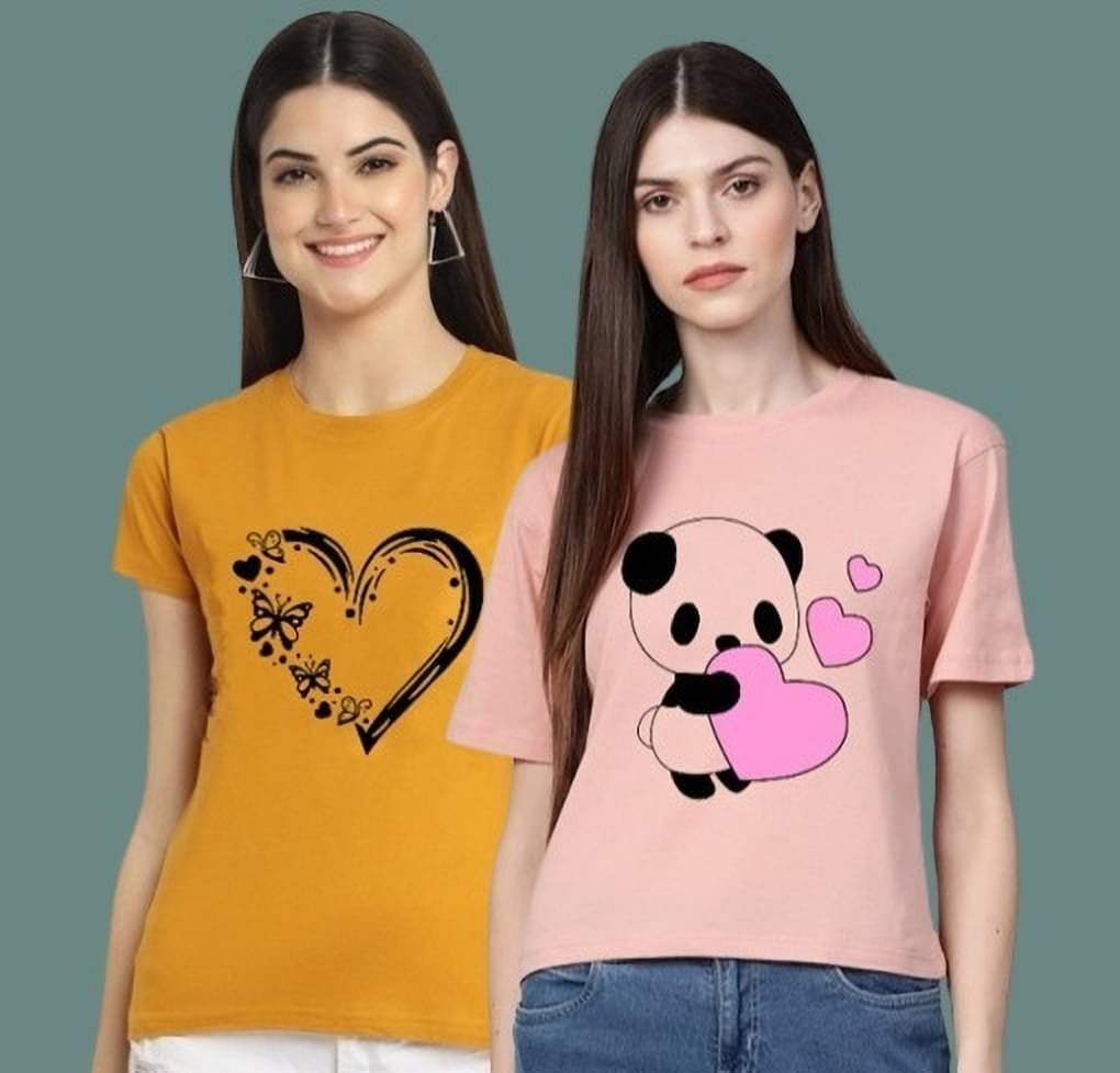 Lecowar Women Polyester Printed Regular Fit Round Neck T-Shirt ( Multicolor 14 ) Lecowar Women Polyester Printed Regular Fit Round Neck T-Shirt ( Multicolor 14 )