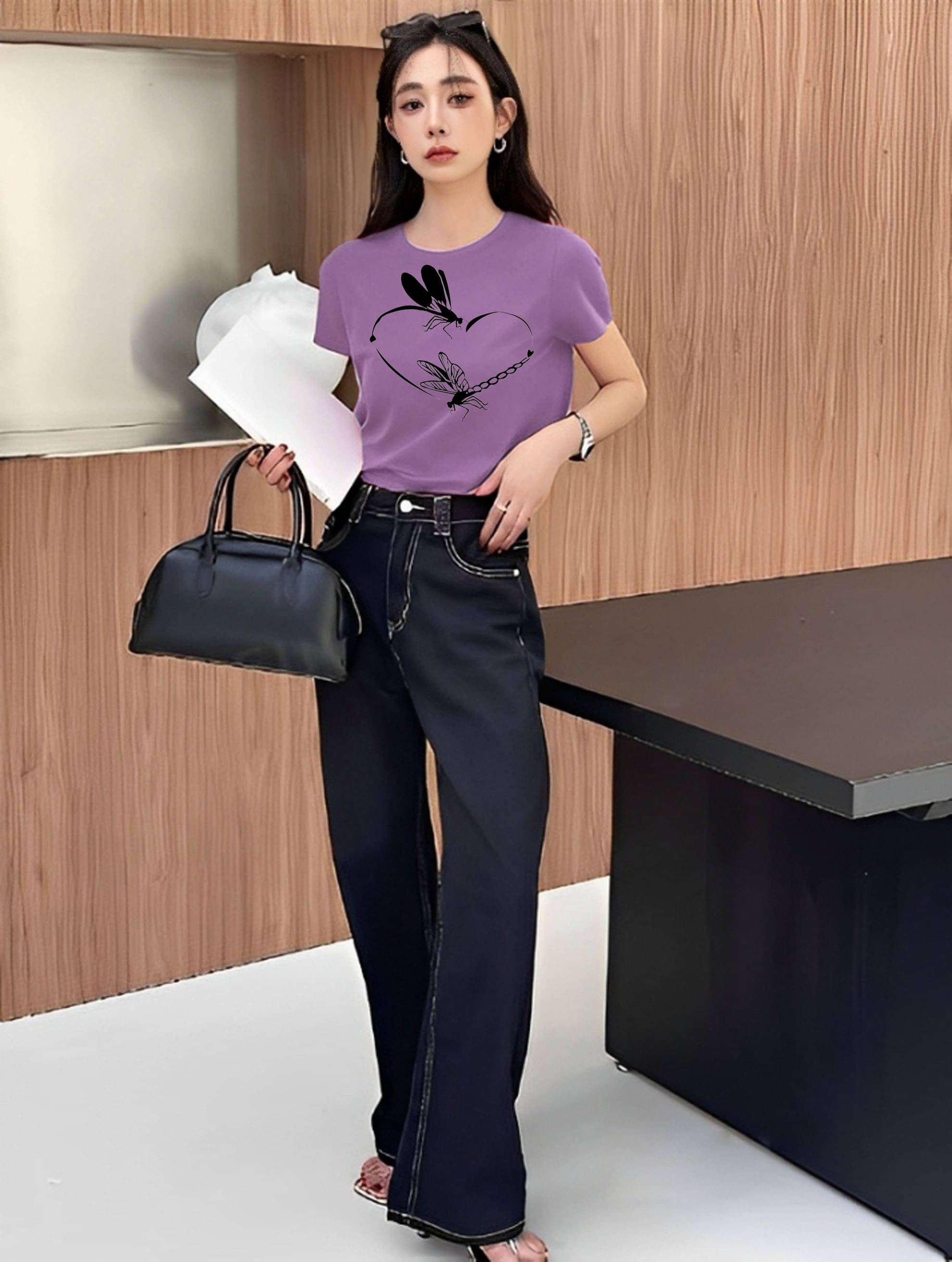 Parona Women Polyester Printed Regular Fit Round Neck T-Shirt ( Multicolor 17 ) Parona Women Polyester Printed Regular Fit Round Neck T-Shirt ( Multicolor 17 )