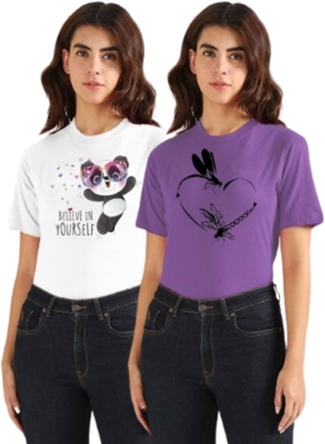 Parona Women Polyester Printed Regular Fit Round Neck T-Shirt ( Multicolor 6 )     			Parona Women Polyester Printed Regular Fit Round Neck T-Shirt ( Multicolor 6 )