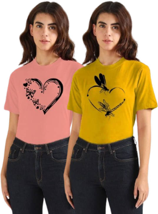     			Parona Women Polyester Printed Regular Fit Round Neck T-Shirt ( Multicolor 8 )