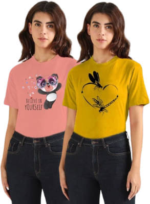     			Parona Women Polyester Printed Regular Fit Round Neck T-Shirt ( Multicolor 15 )