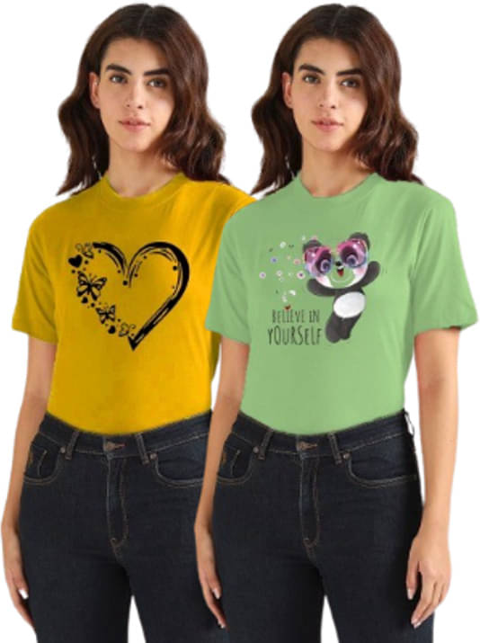     			Parona Women Polyester Printed Regular Fit Round Neck T-Shirt ( Multicolor 11 )