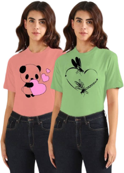     			Parona Women Polyester Printed Regular Fit Round Neck T-Shirt ( Multicolor 20 )