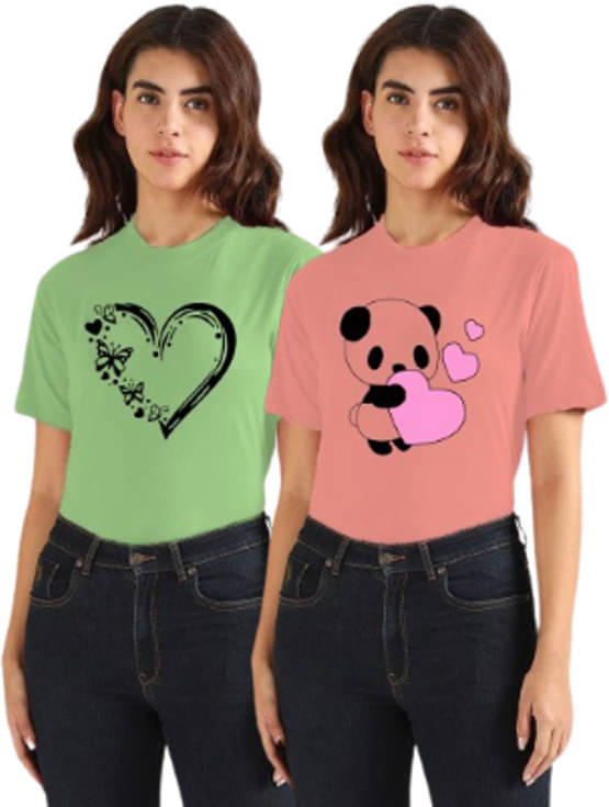     			Parona Women Polyester Printed Regular Fit Round Neck T-Shirt ( Multicolor 17 )