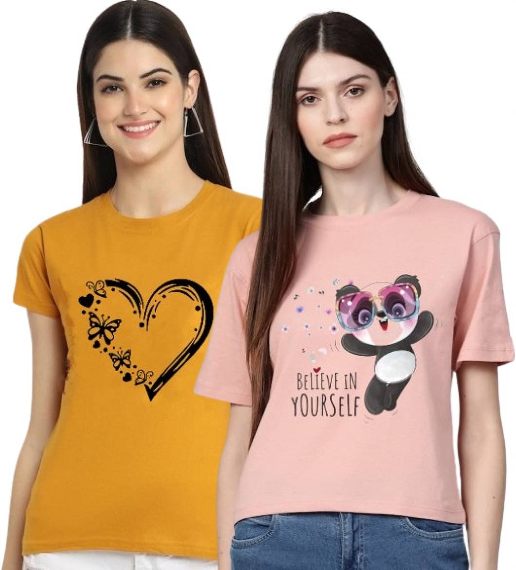 Parona Women Polyester Printed Regular Fit Round Neck T-Shirt ( Multicolor 2 ) Parona Women Polyester Printed Regular Fit Round Neck T-Shirt ( Multicolor 2 )