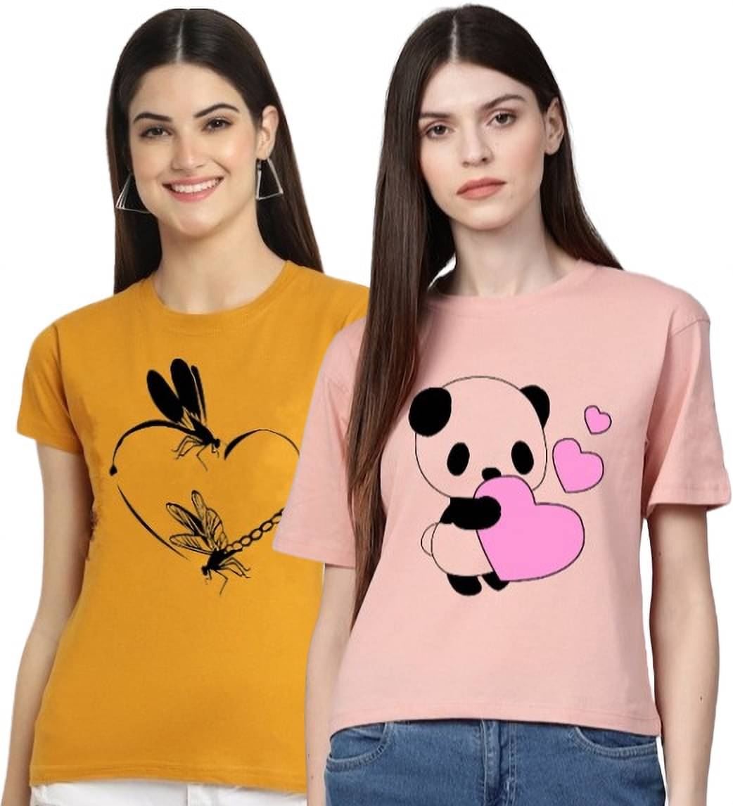 Parona Women Polyester Printed Regular Fit Round Neck T-Shirt ( Multicolor 4 ) Parona Women Polyester Printed Regular Fit Round Neck T-Shirt ( Multicolor 4 )