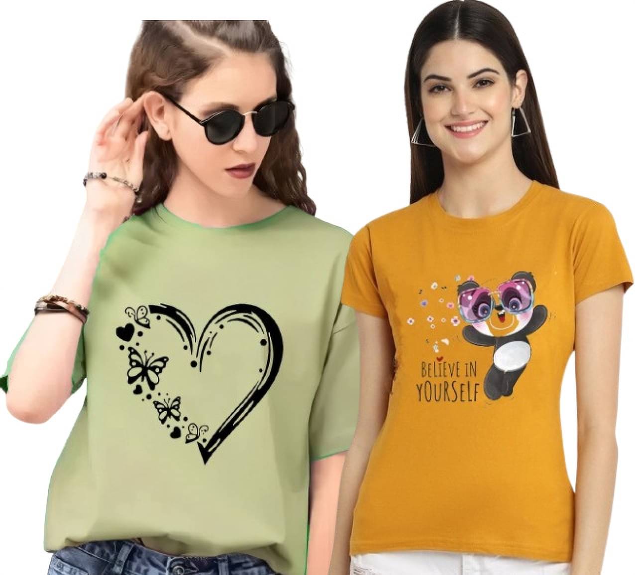     			Parona Women Polyester Printed Regular Fit Round Neck T-Shirt ( Multicolor 12 )