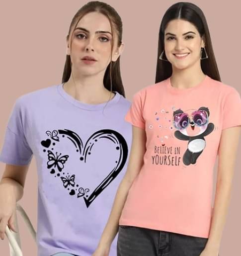     			Parona Women Polyester Printed Regular Fit Round Neck T-Shirt ( Multicolor 7 )