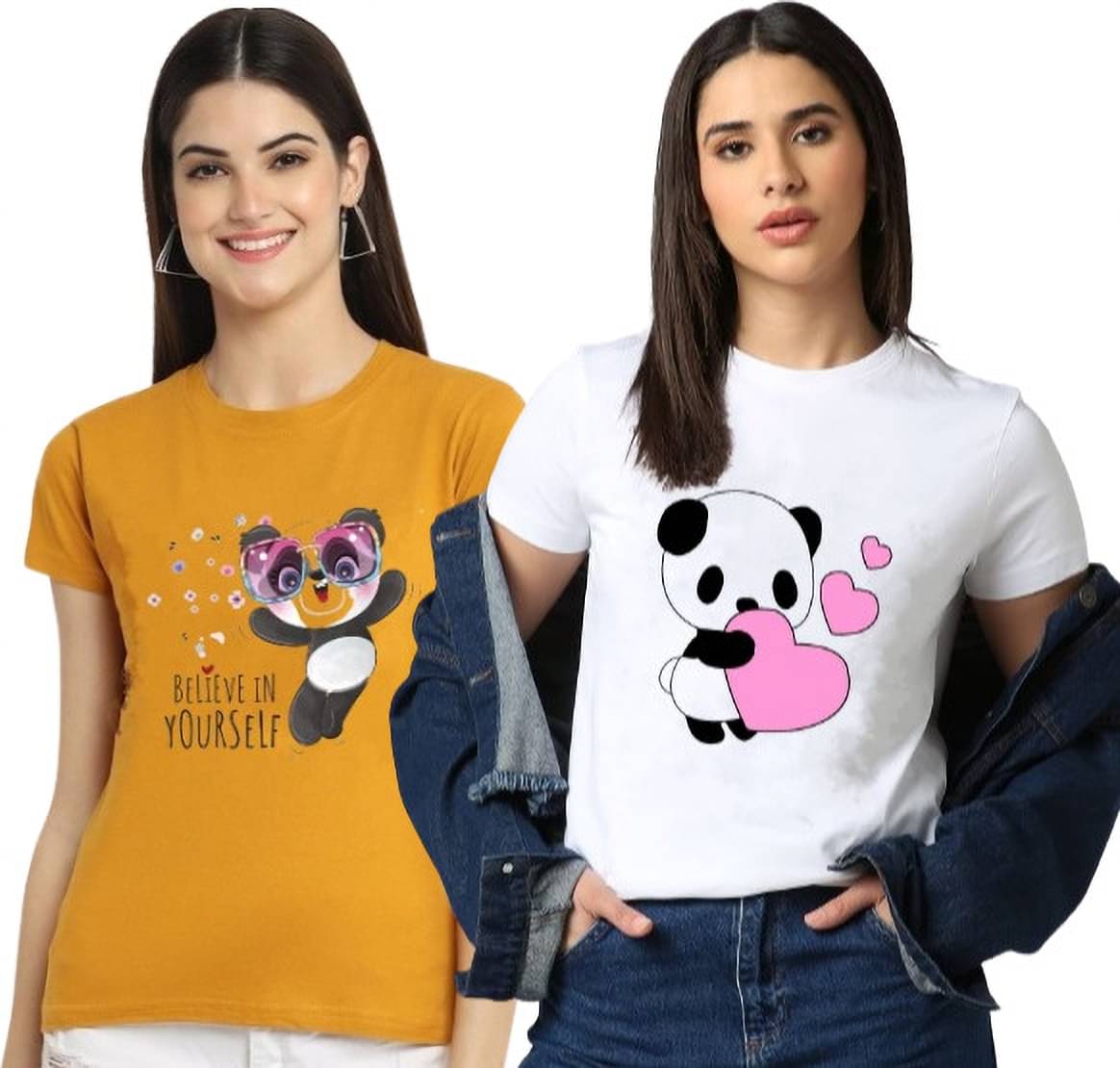 Parona Women Polyester Printed Regular Fit Round Neck T-Shirt ( Multicolor 16 ) Parona Women Polyester Printed Regular Fit Round Neck T-Shirt ( Multicolor 16 )