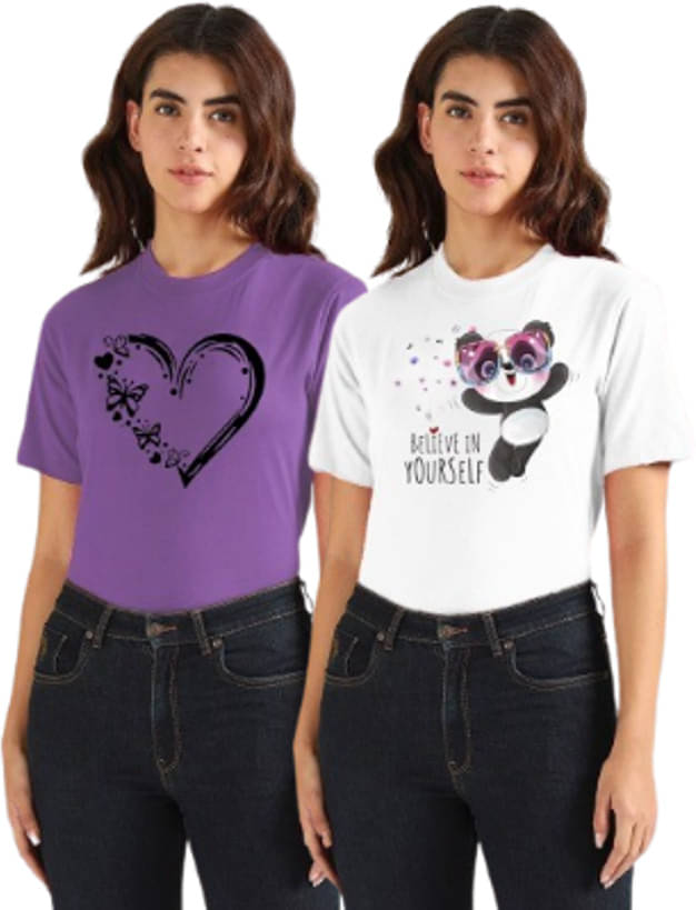     			Parona Women Polyester Printed Regular Fit Round Neck T-Shirt ( Multicolor 19 )
