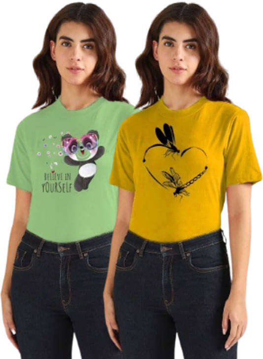     			Parona Women Polyester Printed Regular Fit Round Neck T-Shirt ( Multicolor 19 )