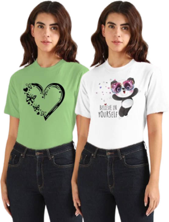 Parona Women Polyester Printed Regular Fit Round Neck T-Shirt ( Multicolor 14 ) Parona Women Polyester Printed Regular Fit Round Neck T-Shirt ( Multicolor 14 )