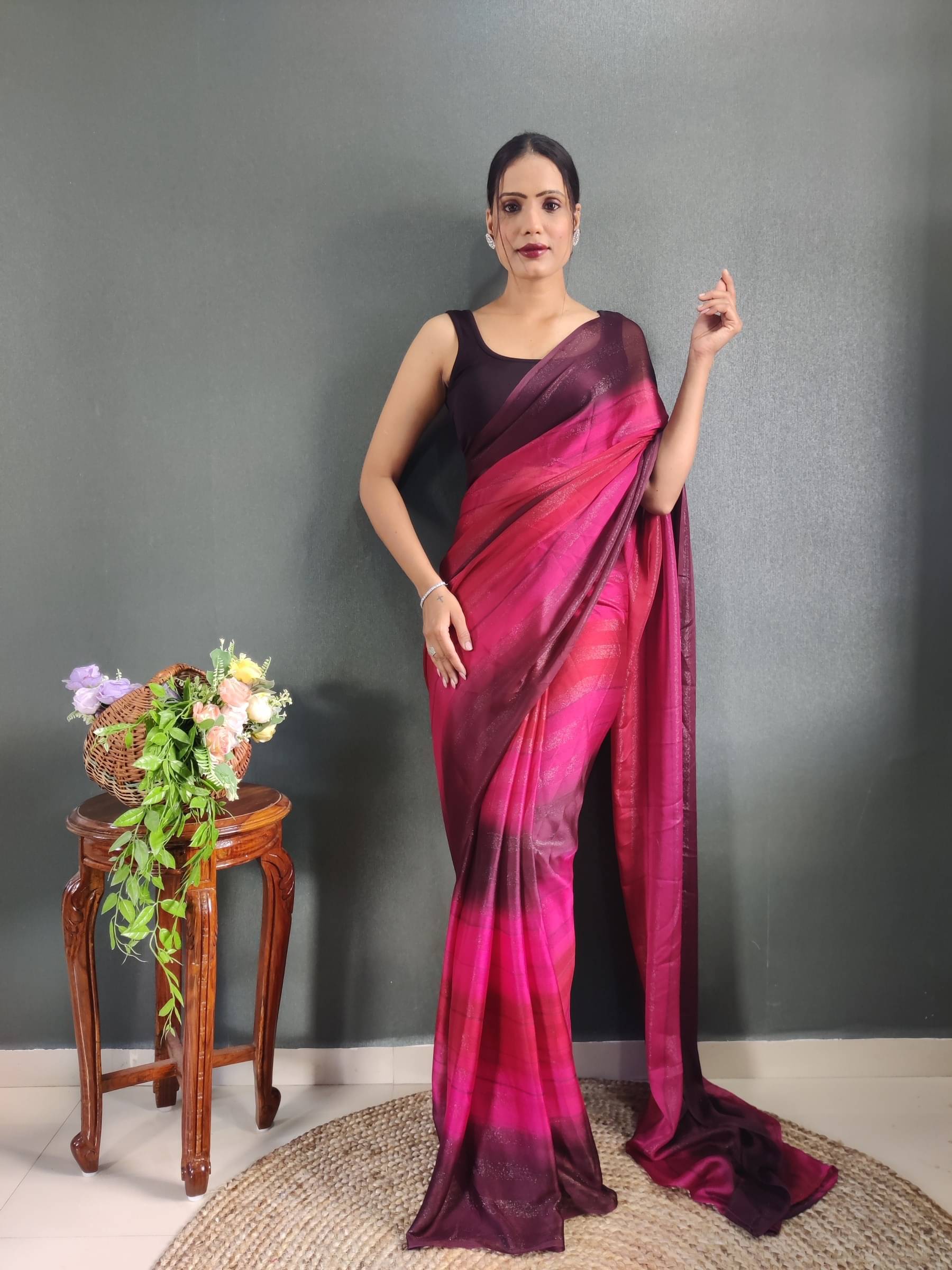 Rangtulika Ethnics Georgette Solid Saree With Unstitched Blouse Piece ( Pink )     			Rangtulika Ethnics Georgette Solid Saree With Unstitched Blouse Piece ( Pink )