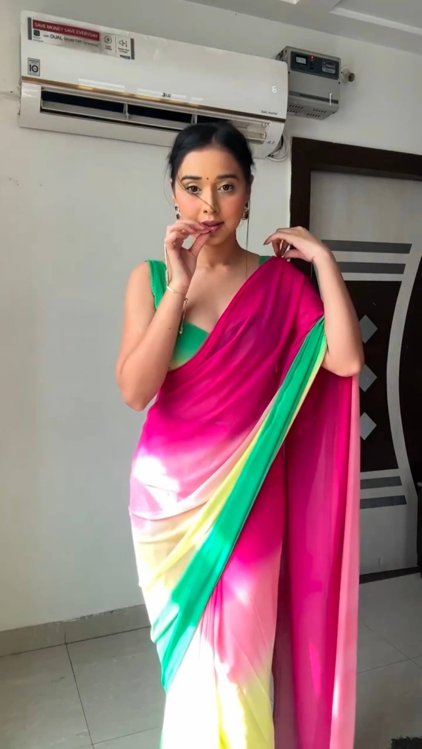 Rangtulika Ethnics Satin Solid Saree With Unstitched Blouse Piece ( Multicolor )     			Rangtulika Ethnics Satin Solid Saree With Unstitched Blouse Piece ( Multicolor )