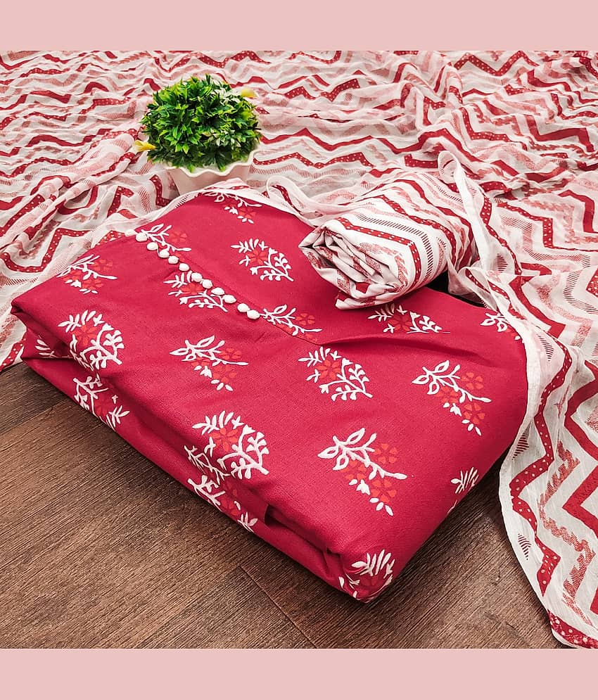 Rangtulika Ethnics Unstitched Cotton Blend Embroidered Dress Material - Pink ( Pack of 1 ) - Unstitched Fabrics | Buy online on ZillyBuy