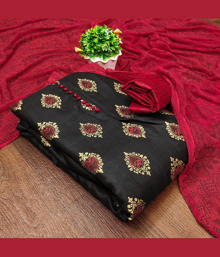Rangtulika Ethnics Unstitched Cotton Blend Embroidered Dress Material - Red ( Pack of 1 ) - Unstitched Fabrics | Buy online on ZillyBuy