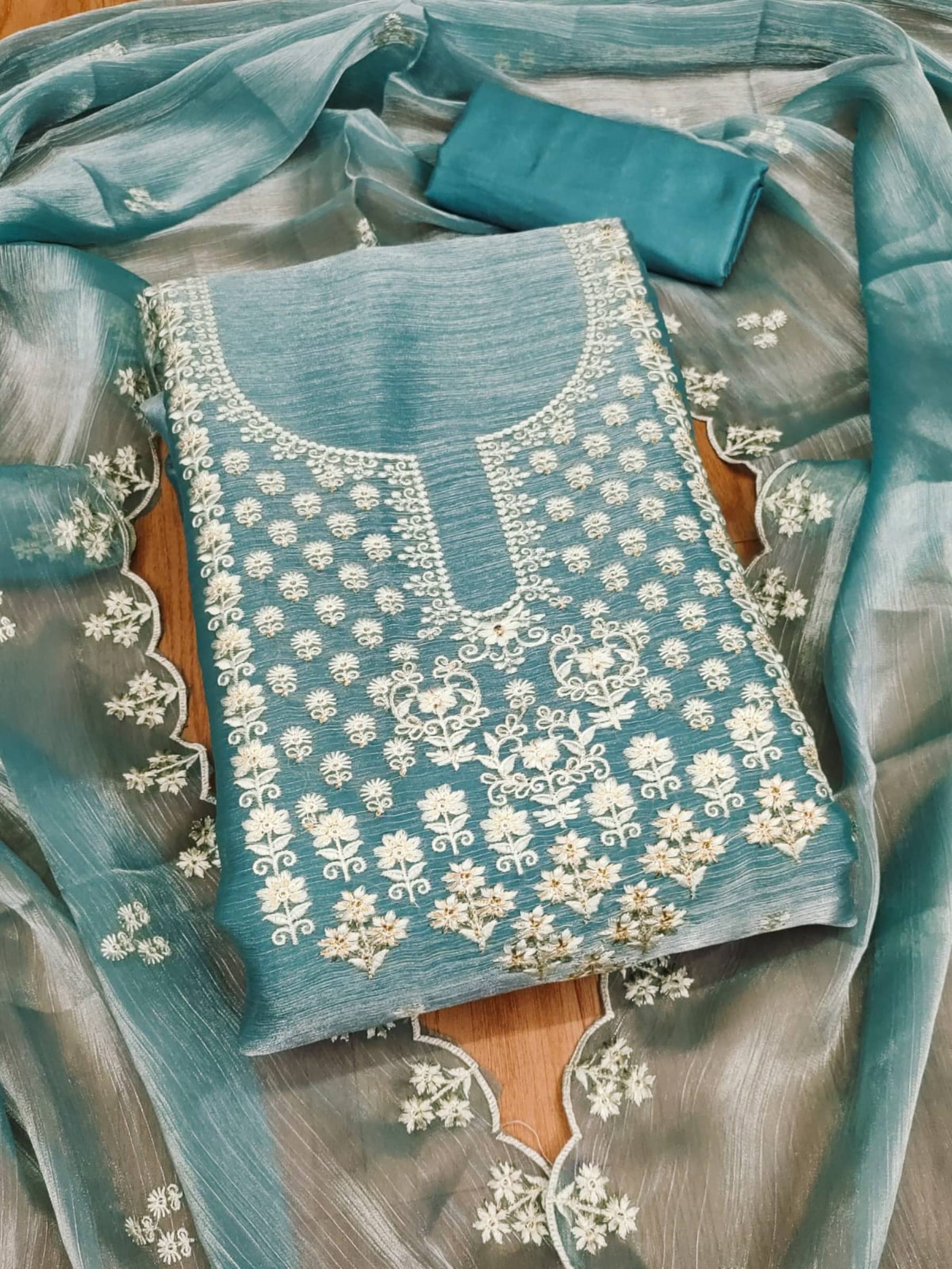 Rangtulika Ethnics Unstitched Cotton Embroidered Dress Material - Blue ( Pack of 1 )     			Rangtulika Ethnics Unstitched Cotton Embroidered Dress Material - Blue ( Pack of 1 )