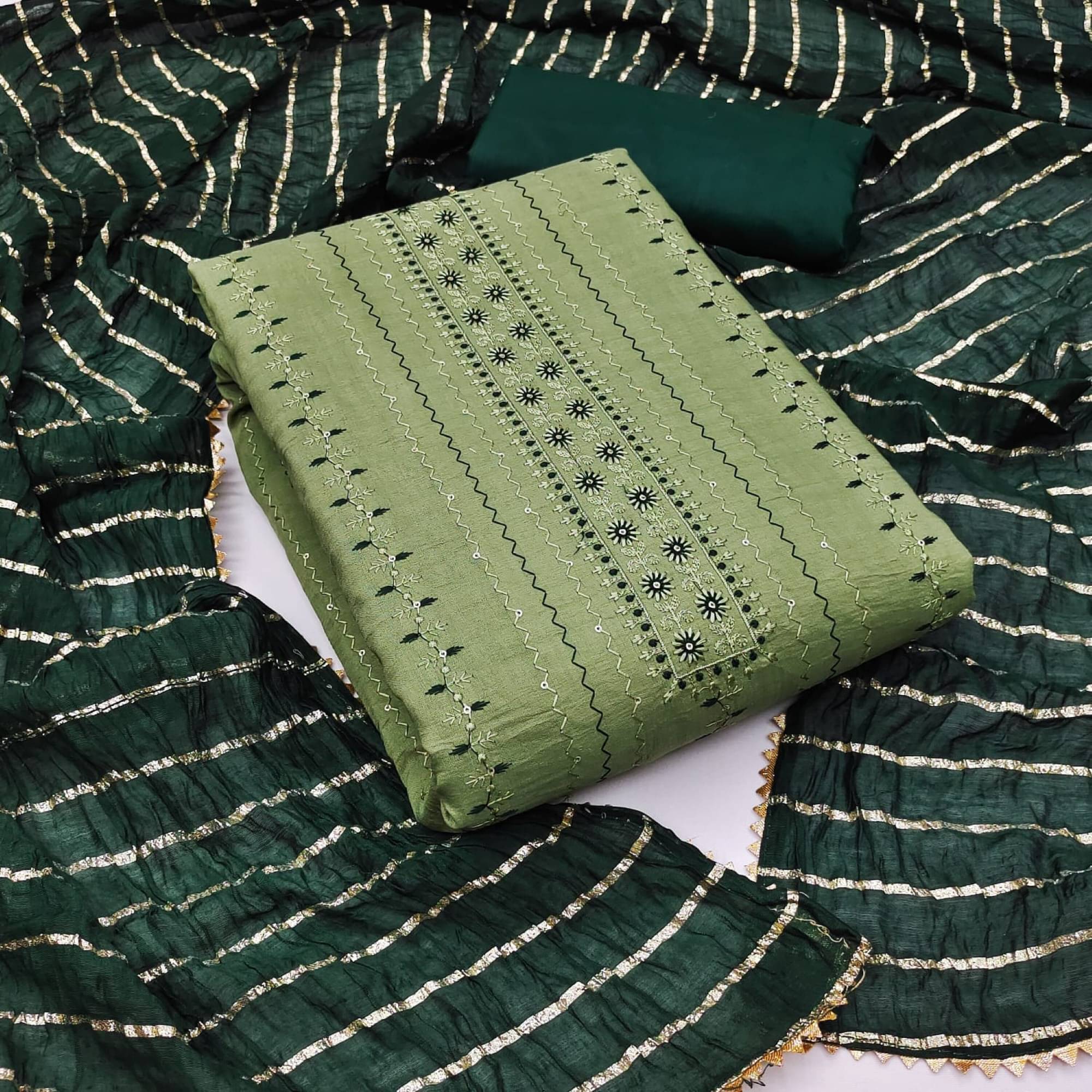     			Rangtulika Ethnics Unstitched Cotton Embroidered Dress Material - Maroon ( Pack of 1 )