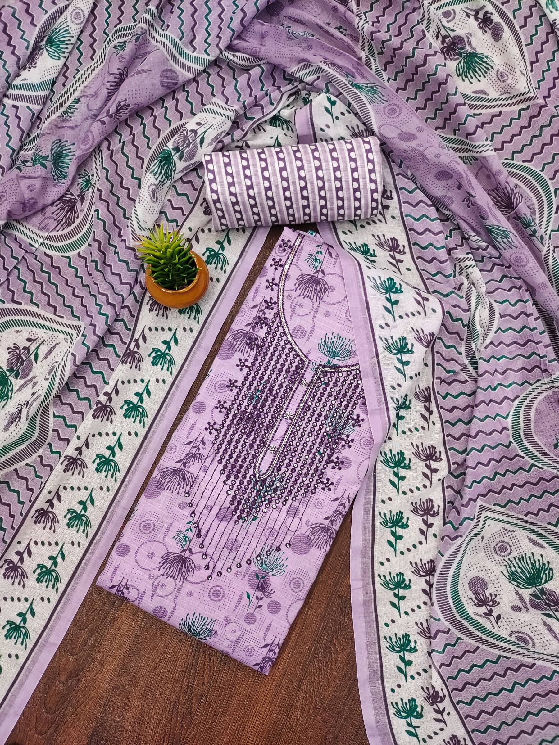 Rangtulika Ethnics Unstitched Cotton Printed Dress Material - Purple ( Pack of 1 ) Rangtulika Ethnics Unstitched Cotton Printed Dress Material - Purple ( Pack of 1 )