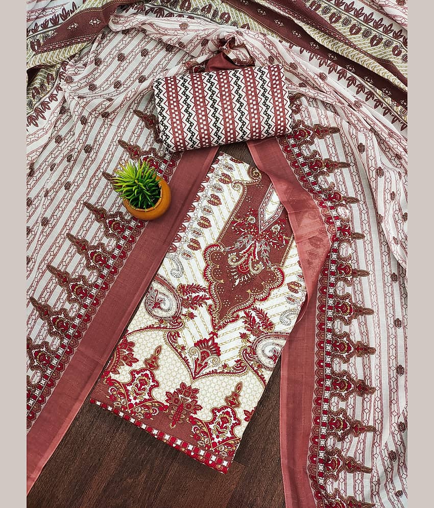 Rangtulika Ethnics Unstitched Cotton Printed Dress Material - Peach ( Pack of 1 ) - Unstitched Fabrics | Buy online on ZillyBuy