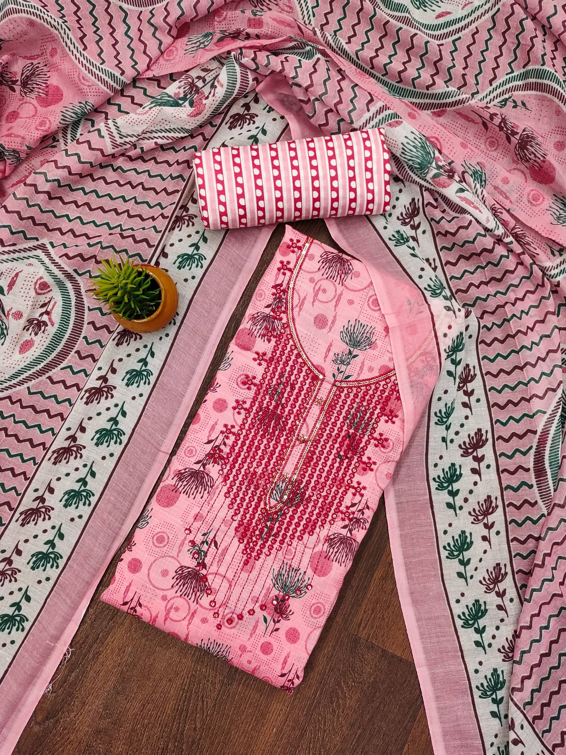 Rangtulika Ethnics Unstitched Cotton Printed Dress Material - Pink ( Pack of 1 ) Rangtulika Ethnics Unstitched Cotton Printed Dress Material - Pink ( Pack of 1 )