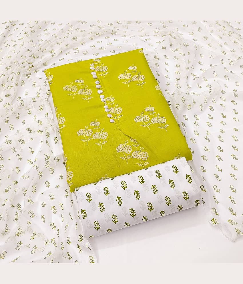 Rangtulika Ethnics Unstitched Cotton Printed Dress Material - Green ( Pack of 1 ) - Unstitched Fabrics | Buy online on ZillyBuy