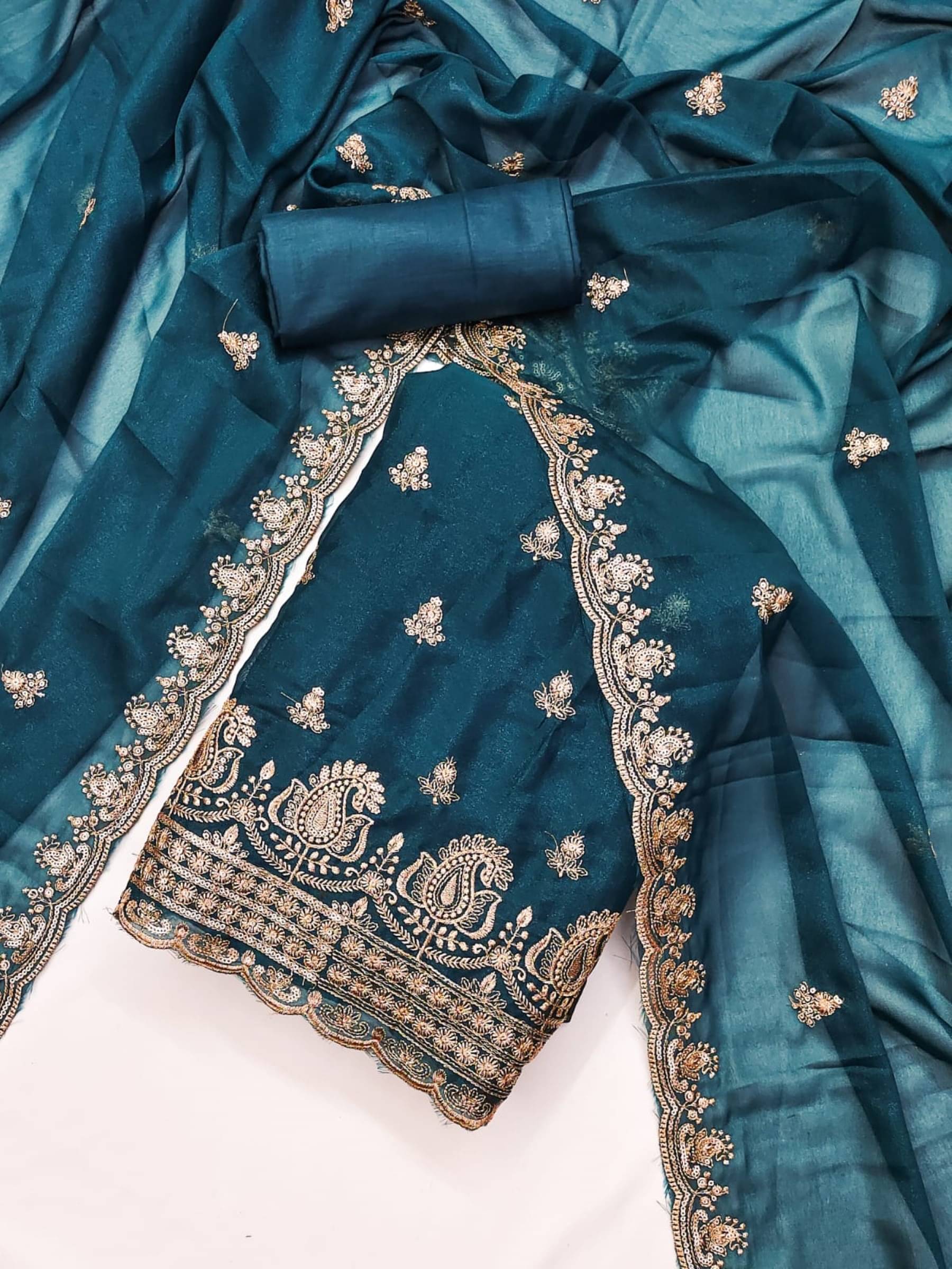 Rangtulika Ethnics Unstitched Georgette Embroidered Dress Material - Blue ( Pack of 1 ) Rangtulika Ethnics Unstitched Georgette Embroidered Dress Material - Blue ( Pack of 1 )