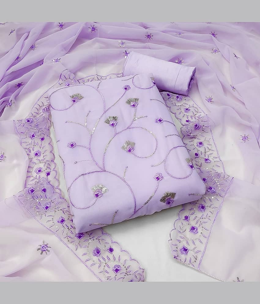Rangtulika Ethnics Unstitched Georgette Embroidered Dress Material - Lavender ( Pack of 1 ) - Unstitched Fabrics | Buy online on ZillyBuy