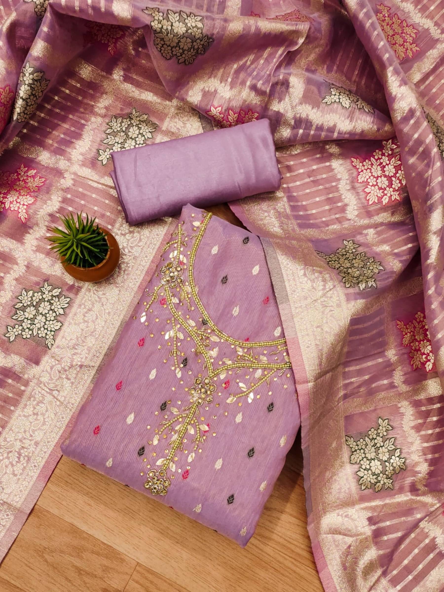 Rangtulika Ethnics Unstitched Jacquard Embroidered Dress Material - Purple ( Pack of 1 ) Rangtulika Ethnics Unstitched Jacquard Embroidered Dress Material - Purple ( Pack of 1 )