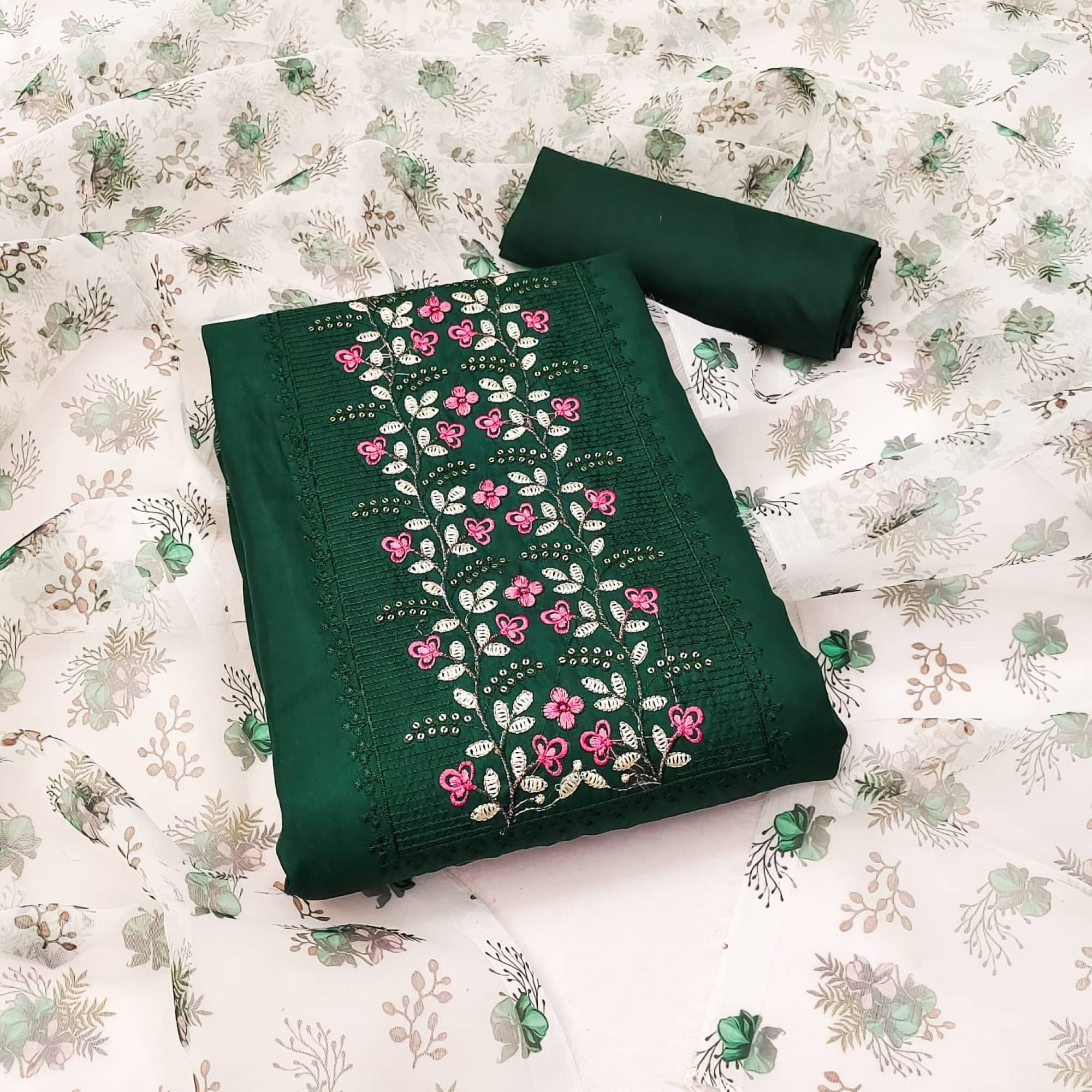 Rangtulika Ethnics Unstitched Silk Blend Embroidered Dress Material - Green ( Pack of 1 ) Rangtulika Ethnics Unstitched Silk Blend Embroidered Dress Material - Green ( Pack of 1 )