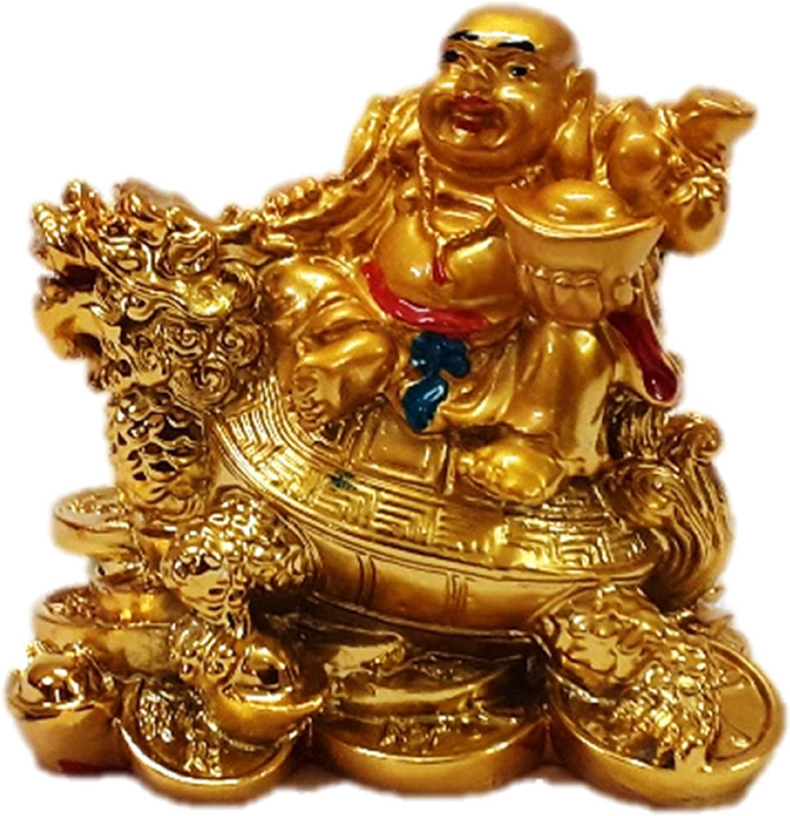 AFTERSTITCH laughing buddha idol statue on money bag vastu & fengshui car dashboard idol 8 cm  (Pack of 1)