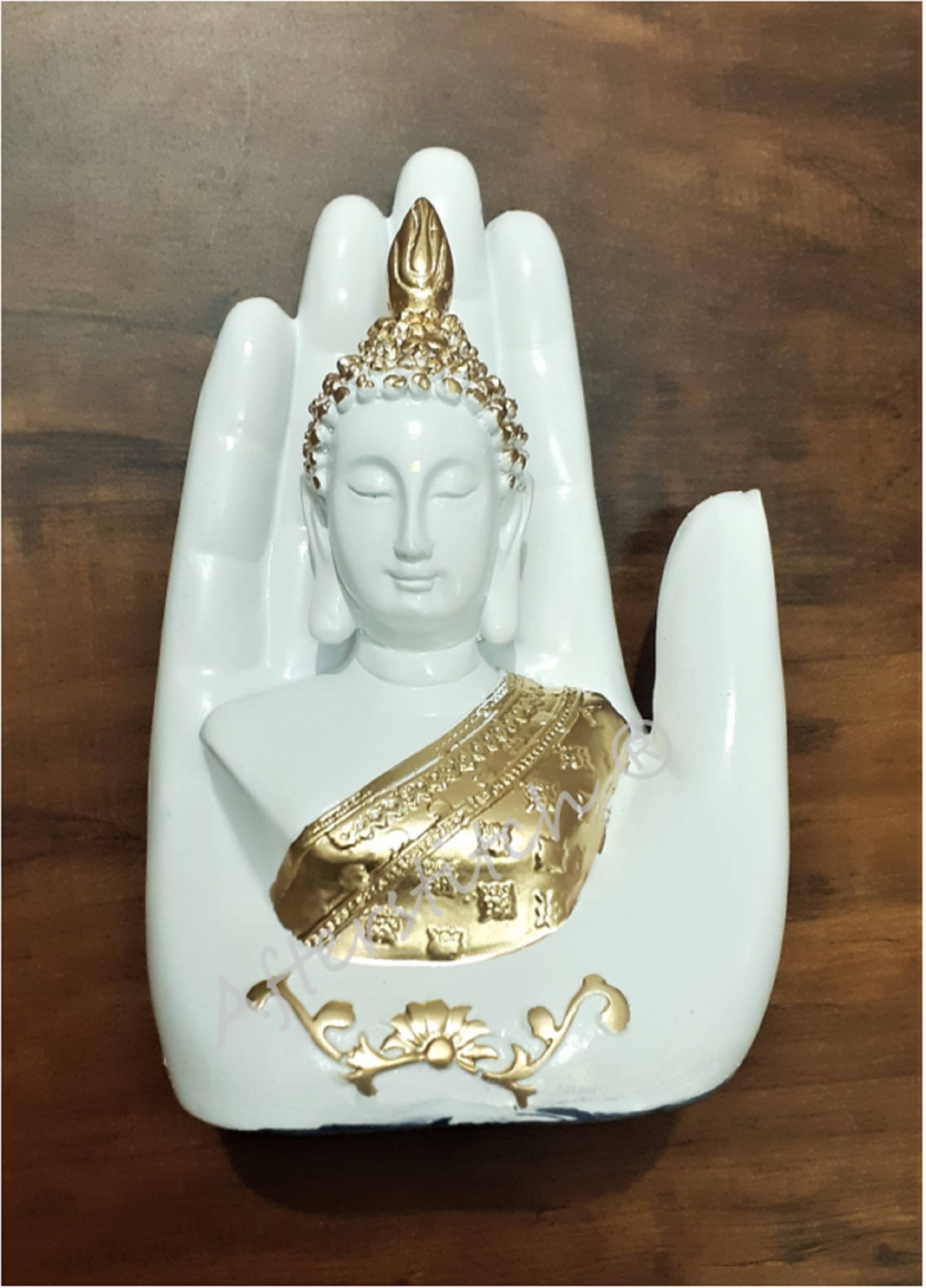 AFTERSTITCH buddha statue for home office white hand vastu Showpiece 17 cm (Pack of 1) AFTERSTITCH buddha statue for home office white hand vastu Showpiece 17 cm (Pack of 1)