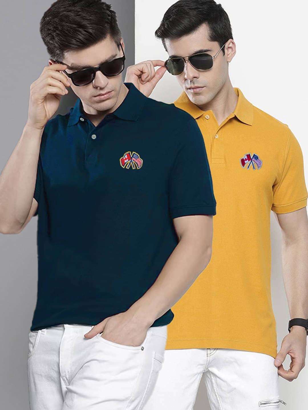     			AIN6 Pack of 2 Cotton Regular Fit Solid Half Sleeves Men's Polo T Shirt ( Blue )
