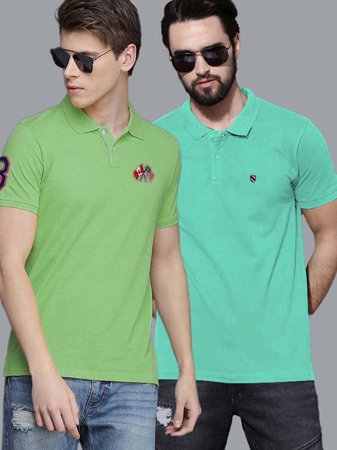 AIN6 Pack of 2 Cotton Regular Fit Solid Half Sleeves Men's Polo T Shirt ( Sea Green ) AIN6 Pack of 2 Cotton Regular Fit Solid Half Sleeves Men's Polo T Shirt ( Sea Green )