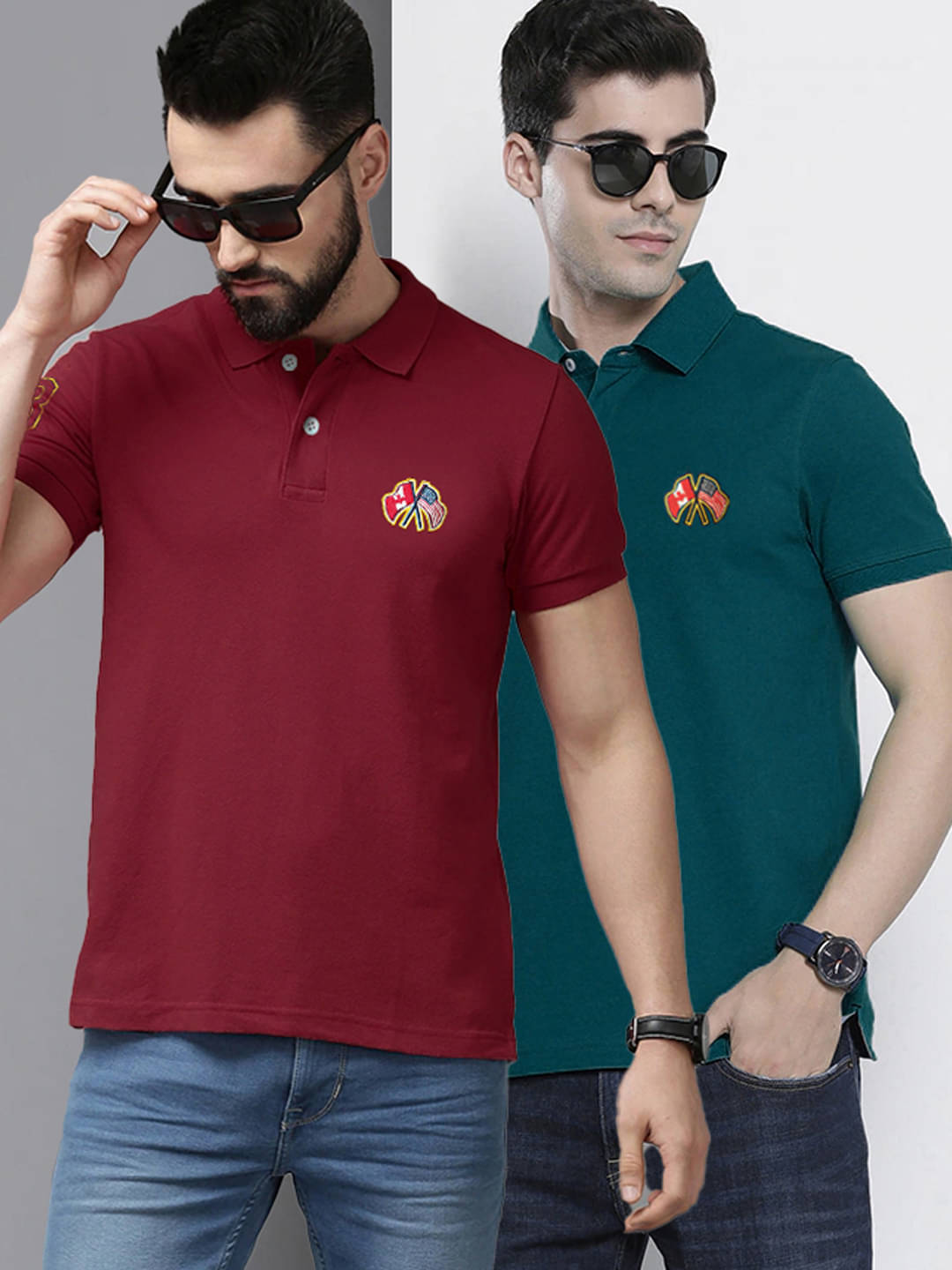     			AIN6 Pack of 2 Cotton Regular Fit Solid Half Sleeves Men's Polo T Shirt ( Maroon )
