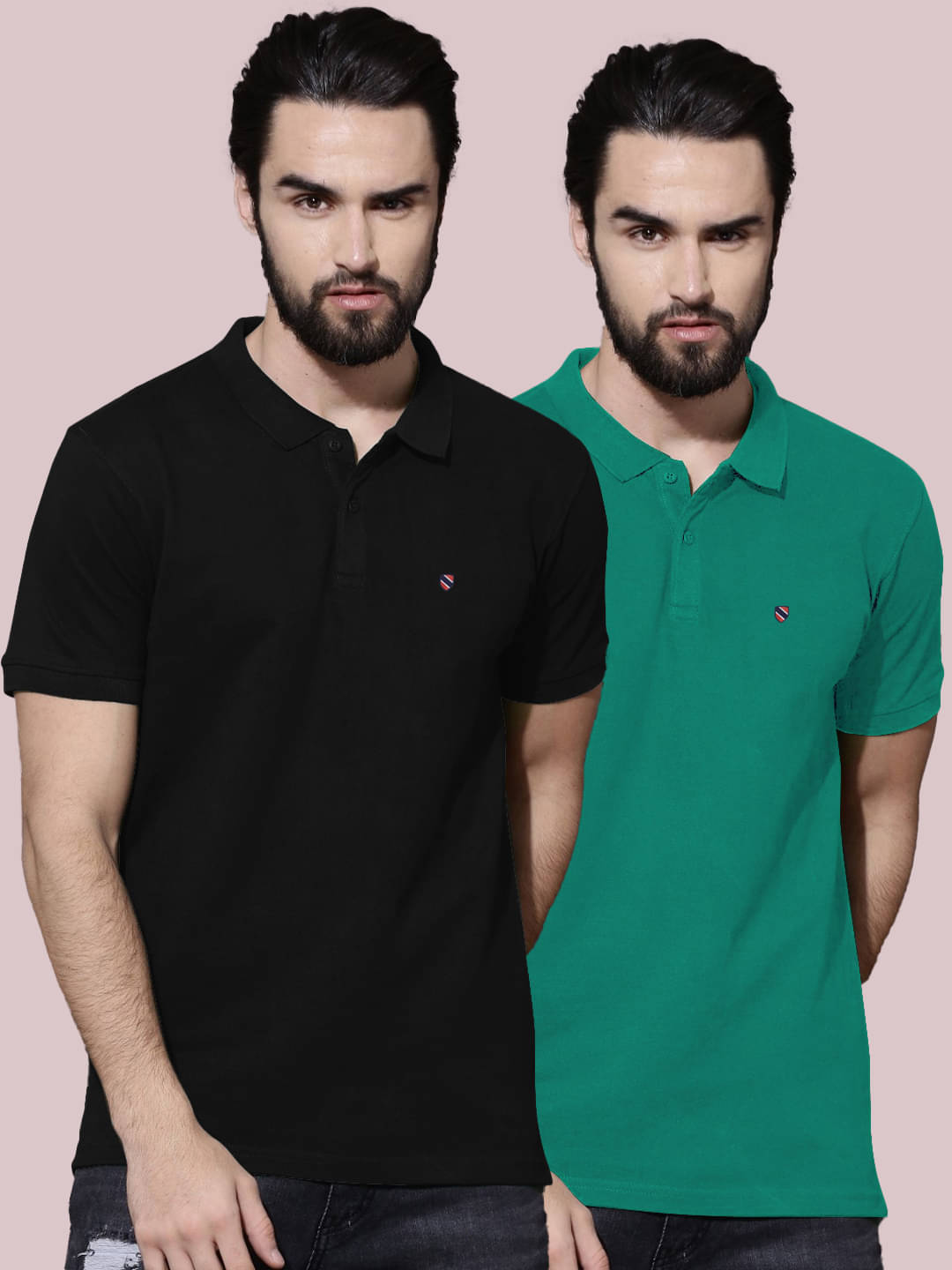AIN6 Pack of 2 Cotton Regular Fit Solid Half Sleeves Men's Polo T Shirt ( Black )     			AIN6 Pack of 2 Cotton Regular Fit Solid Half Sleeves Men's Polo T Shirt ( Black )