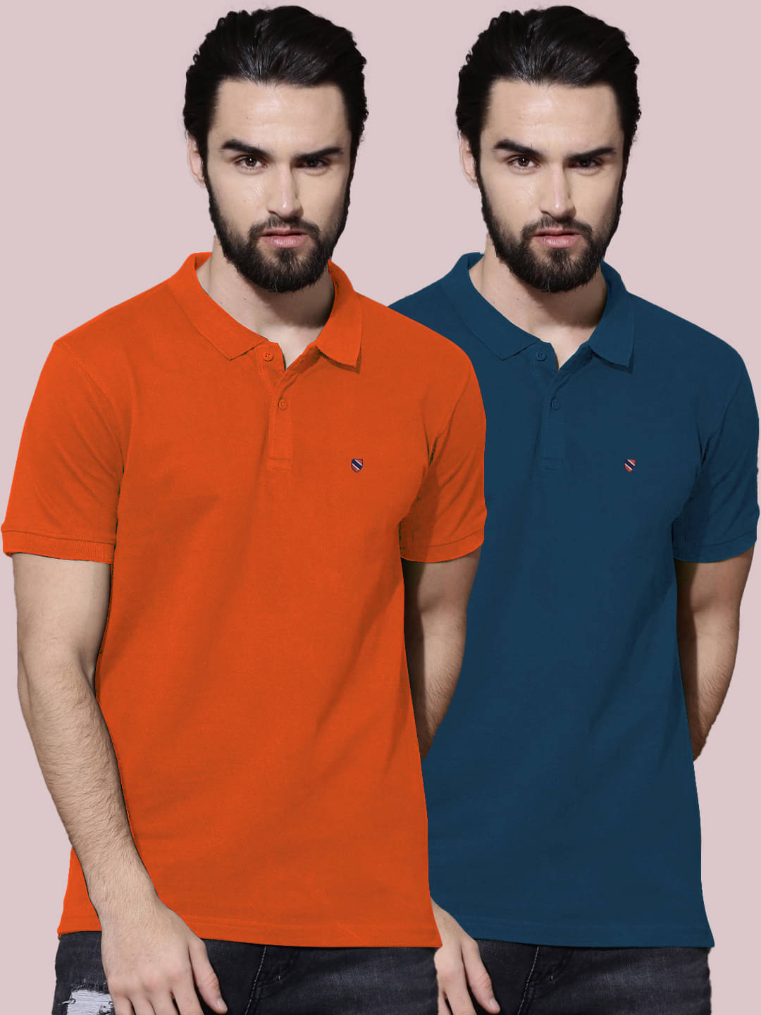 AIN6 Pack of 2 Cotton Regular Fit Solid Half Sleeves Men's Polo T Shirt ( Orange )     			AIN6 Pack of 2 Cotton Regular Fit Solid Half Sleeves Men's Polo T Shirt ( Orange )