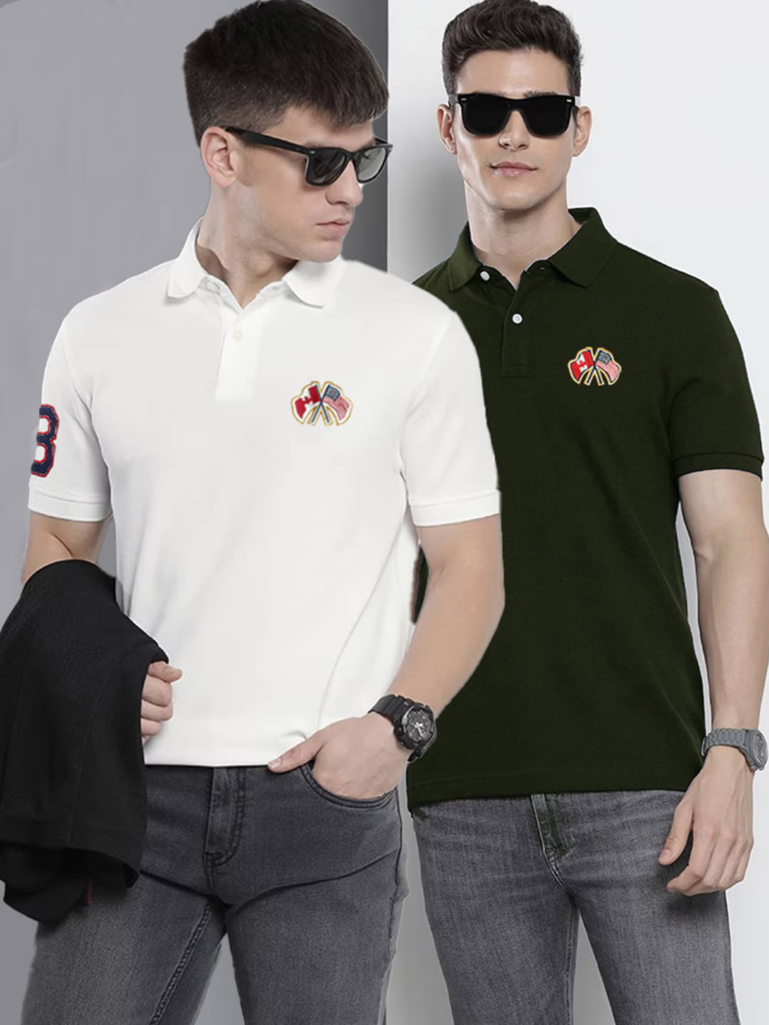     			AIN6 Pack of 2 Cotton Regular Fit Solid Half Sleeves Men's Polo T Shirt ( White )