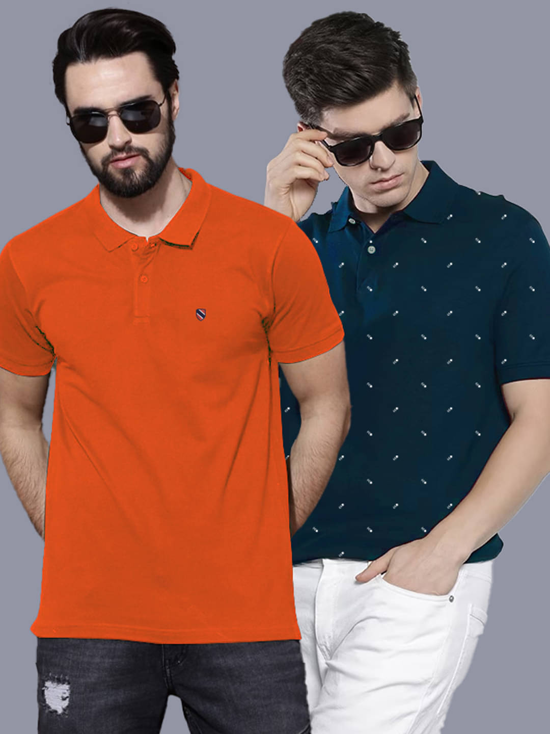     			AIN6 Pack of 2 Cotton Regular Fit Solid Half Sleeves Men's Polo T Shirt ( Orange )