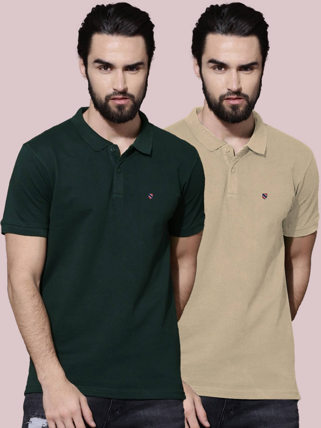 AIN6 Pack of 2 Cotton Regular Fit Solid Half Sleeves Men's Polo T Shirt ( Dark Green ) AIN6 Pack of 2 Cotton Regular Fit Solid Half Sleeves Men's Polo T Shirt ( Dark Green )