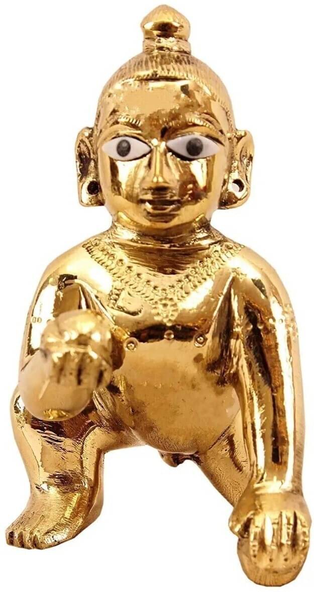 ARYADIT Brass Lord Krishna Idol ( 8 cm ) ARYADIT Brass Lord Krishna Idol ( 8 cm )