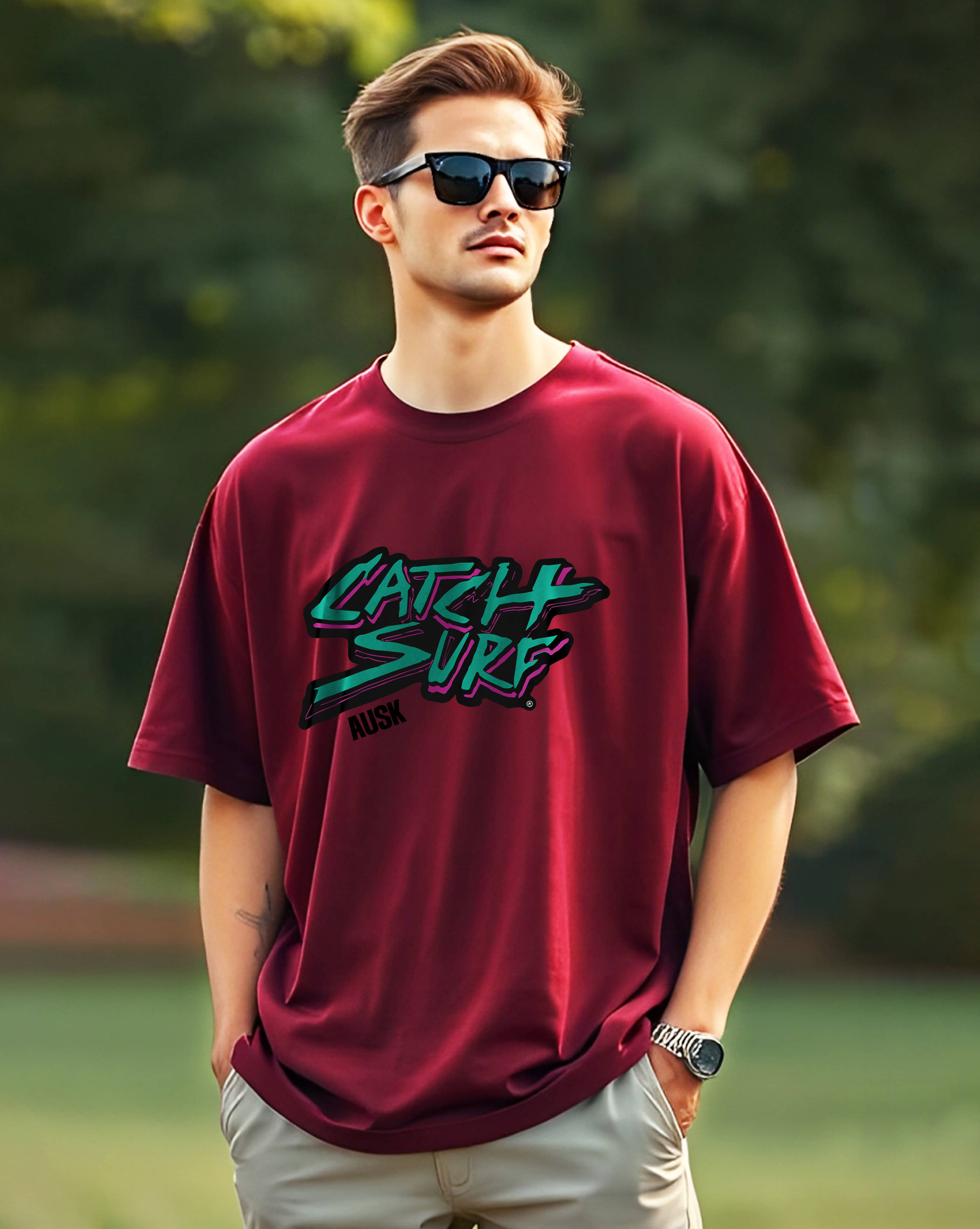 AUSK Cotton Oversized Fit Printed Half Sleeves Men's Round T-Shirt - Maroon ( Pack of 1 ) AUSK Cotton Oversized Fit Printed Half Sleeves Men's Round T-Shirt - Maroon ( Pack of 1 )