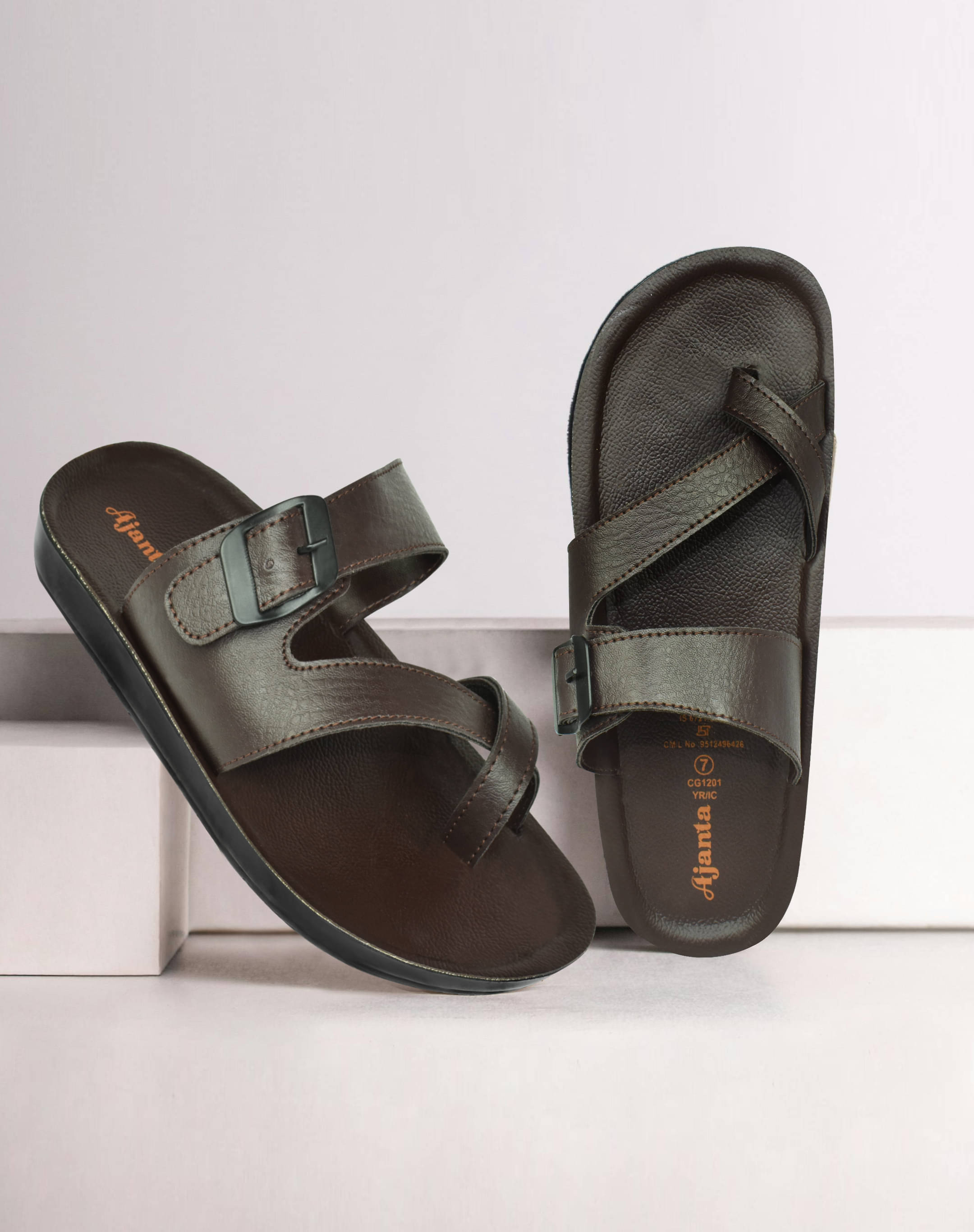     			Ajanta Brown Men's Leather Slipper