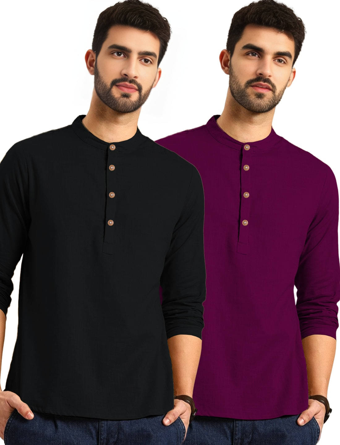 Apektra Magenta Cotton Blend Men's Regular Kurta ( Pack of 2 ) Apektra Magenta Cotton Blend Men's Regular Kurta ( Pack of 2 )