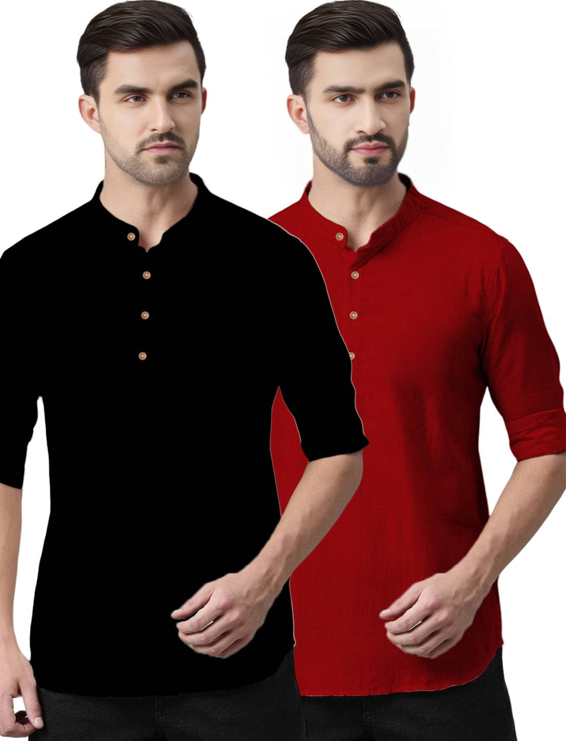 Apektra Red Cotton Blend Men's Regular Kurta ( Pack of 2 ) Apektra Red Cotton Blend Men's Regular Kurta ( Pack of 2 )