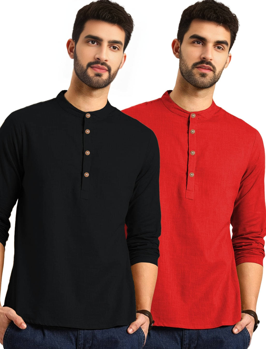Apektra Red Cotton Blend Men's Regular Kurta ( Pack of 2 ) Apektra Red Cotton Blend Men's Regular Kurta ( Pack of 2 )