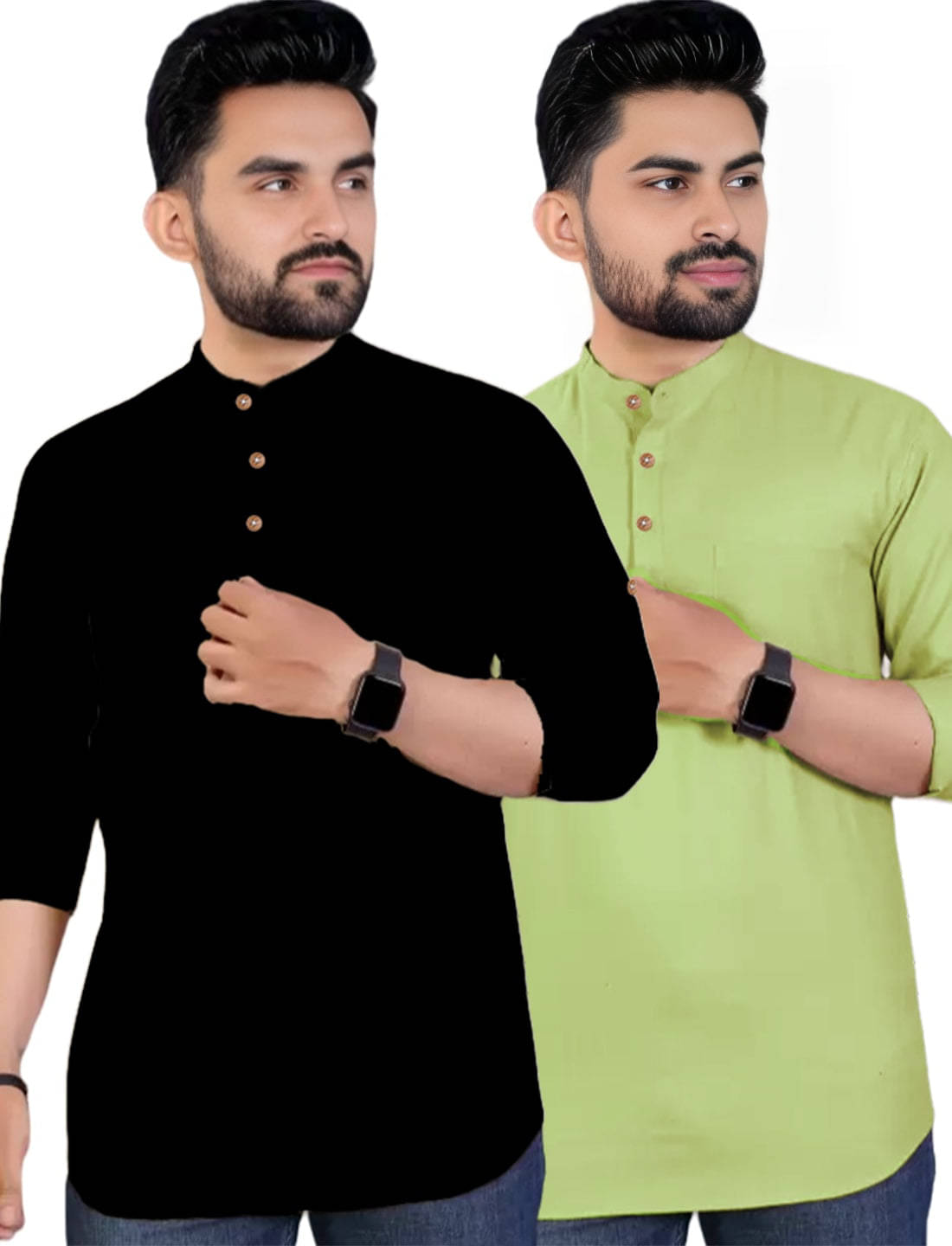 Apektra Sea Green Cotton Blend Men's Regular Kurta ( Pack of 2 ) Apektra Sea Green Cotton Blend Men's Regular Kurta ( Pack of 2 )