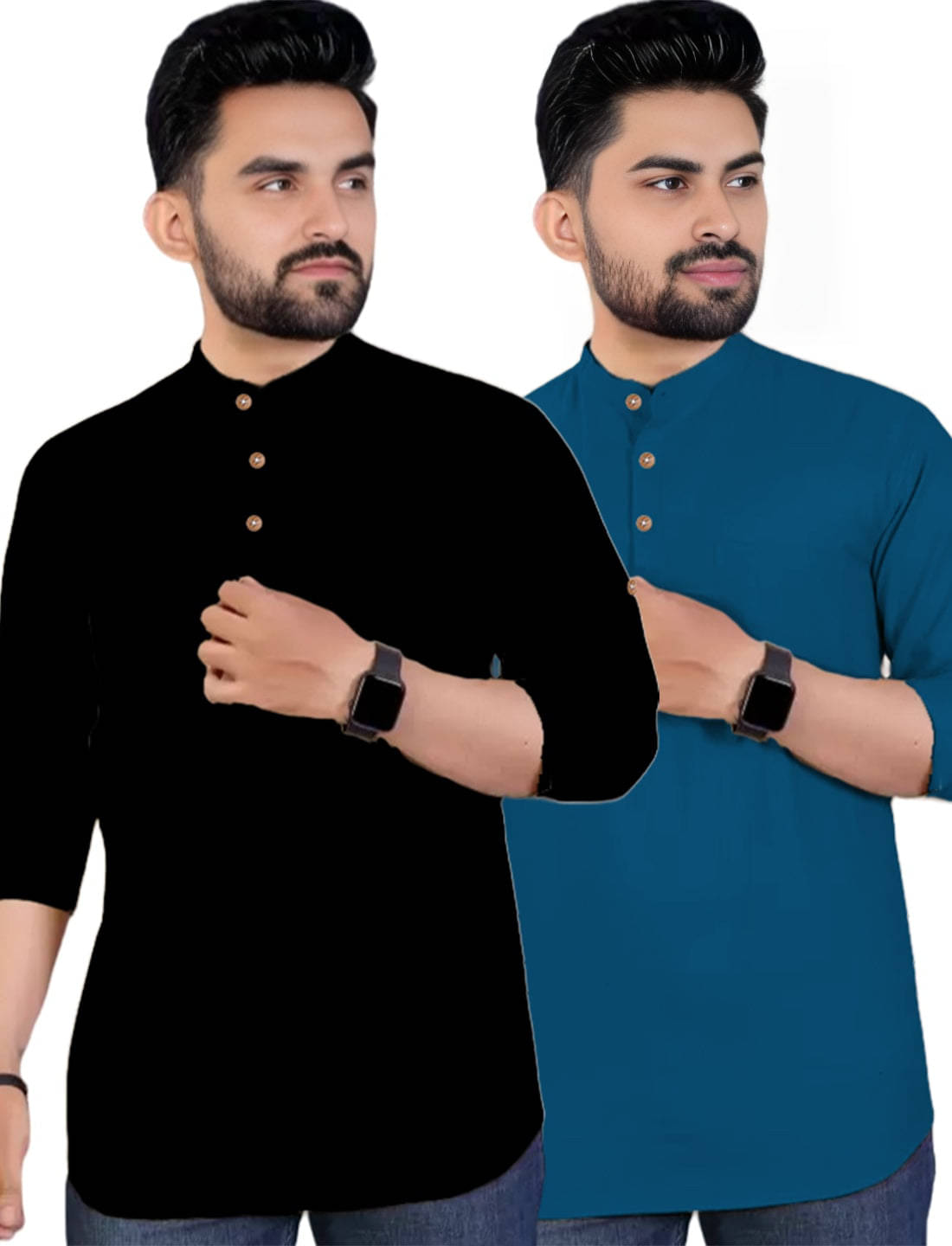 Apektra Turquoise Cotton Blend Men's Regular Kurta ( Pack of 2 )     			Apektra Turquoise Cotton Blend Men's Regular Kurta ( Pack of 2 )