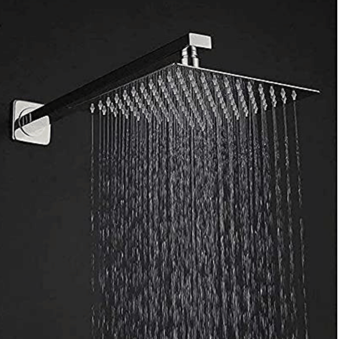 BATHONIX 8x8 Ultra Slim Shower with 18" Arm 1Set Stainless Steel Overhead Shower